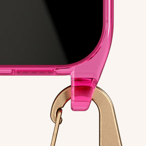 Phone Necklace with Carabiner Rope in Cyber Pink Clear + Vibrant Pastel