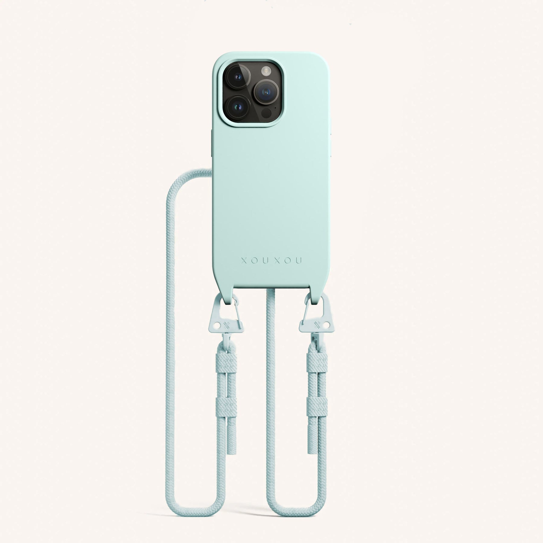 Phone Necklace with Carabiner Rope in Azzurro
