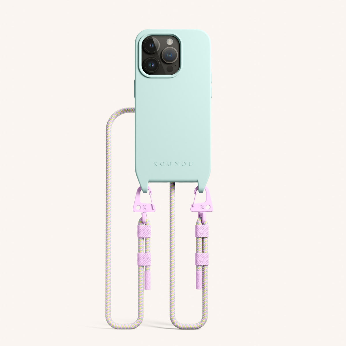 Phone Necklace with Carabiner Rope for iPhone 15 Pro with MagSafe in Azzurro + Dolce | XOUXOU #phone model_iphone 15 pro