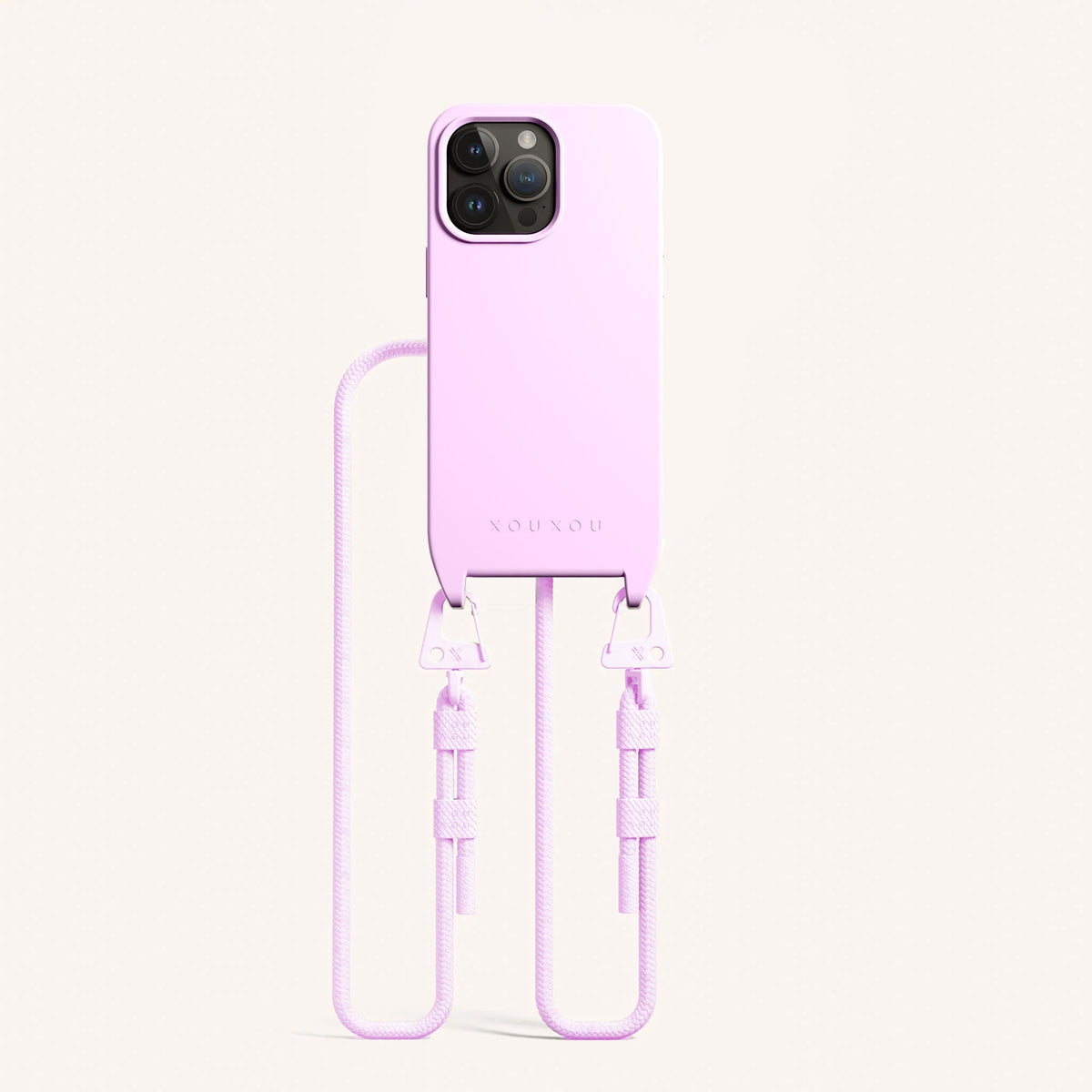 Phone Necklace with Carabiner Rope for iPhone 15 Pro with MagSafe in Rosato | XOUXOU #phone model_iphone 13 pro max