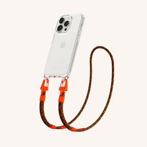 Phone Necklace with Carabiner Rope in Clear + Chestnut