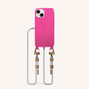 Phone Necklace with Carabiner Rope in Cyber Pink Clear + Vibrant Pastel