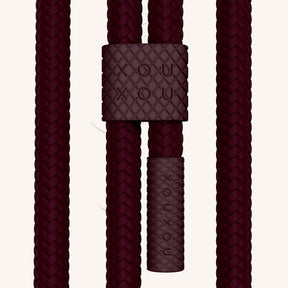 Phone Necklace with Carabiner Rope in Cyber Pink Clear + Burgundy