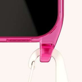 Phone Necklace with Carabiner Rope in Cyber Pink Clear + Chalk