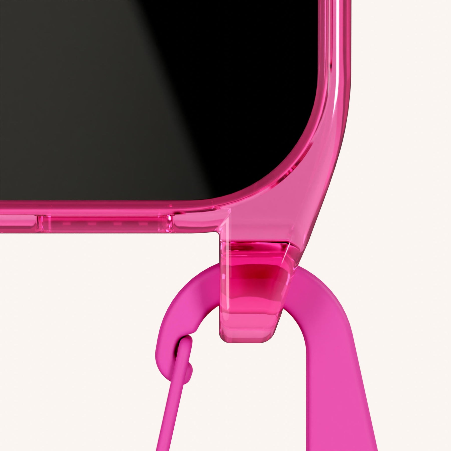 Phone Necklace with Carabiner Rope in Cyber Pink Clear + Power Pink