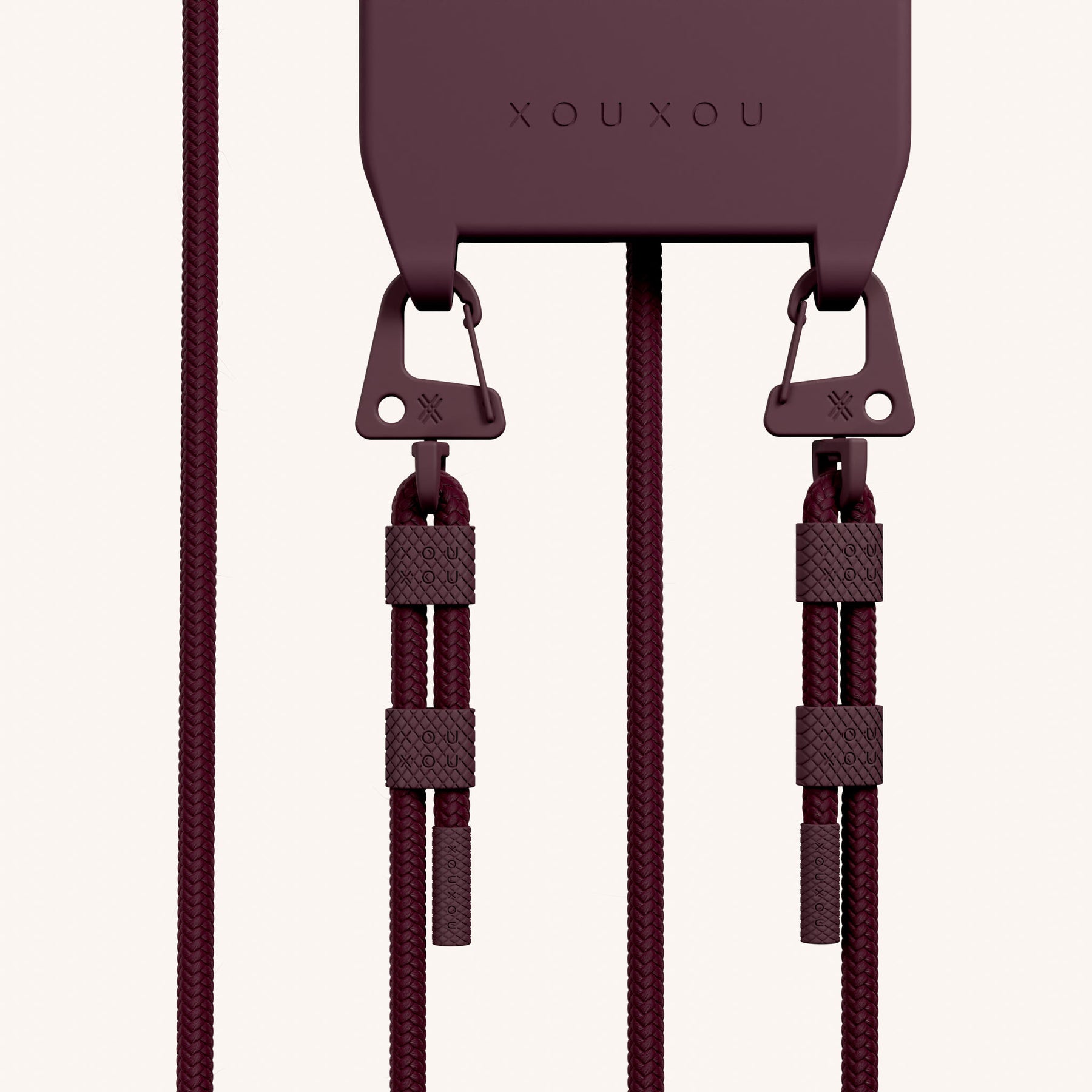 Phone Necklace with Carabiner Rope in Burgundy