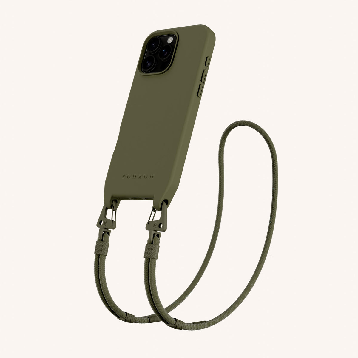 Phone Necklace with Carabiner Rope for iPhone 16 Pro with MagSafe in Moss | XOUXOU #phone model_iphone 16 pro