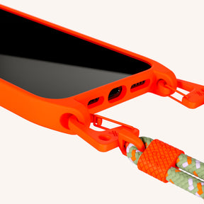 Phone Necklace with Carabiner Rope in Neon Orange + Orange Camouflage