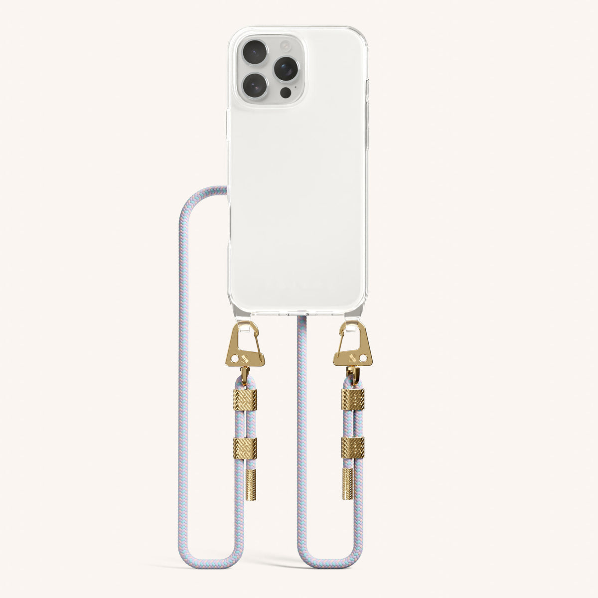 Phone Necklace with Carabiner Rope for iPhone 16 Pro without MagSafe in Clear and Vibrant Total View | XOUXOU #phone model_iphone 16 pro