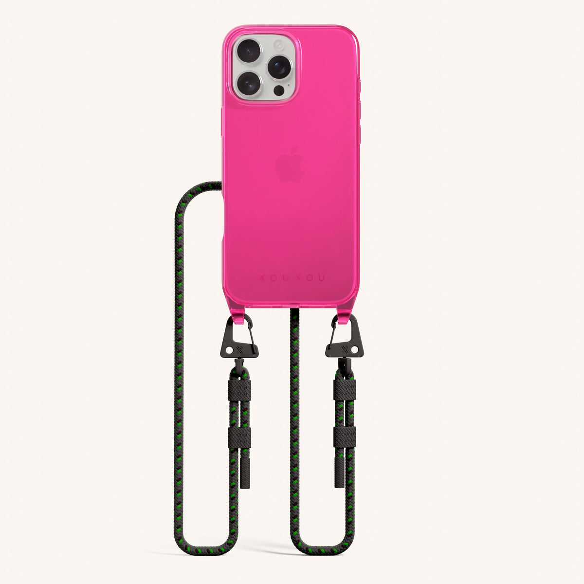 Phone Necklace with Carabiner Rope for iPhone 16 Pro without MagSafe in Cyber Total View | XOUXOU #phone model_iphone 16 pro
