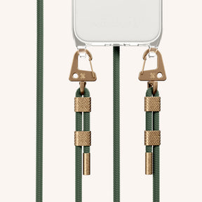 Phone Necklace with Carabiner Rope in Clear + Sage