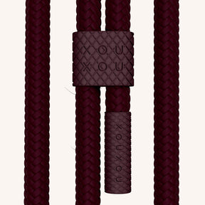 Phone Necklace with Carabiner Rope in Cyber Pink Clear + Burgundy