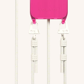 Phone Necklace with Carabiner Rope in Cyber Pink Clear + Chalk