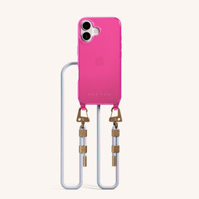 Phone Necklace with Carabiner Rope in Cyber Pink Clear + Vibrant Pastel