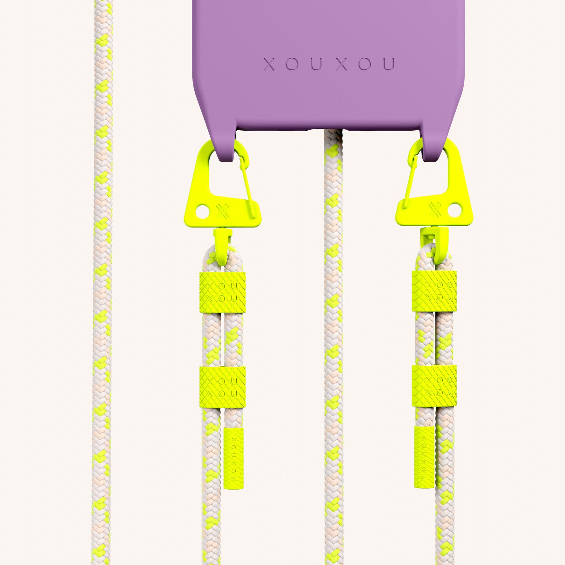 Phone Necklace with Carabiner Rope in Lavender + Neon Camouflage