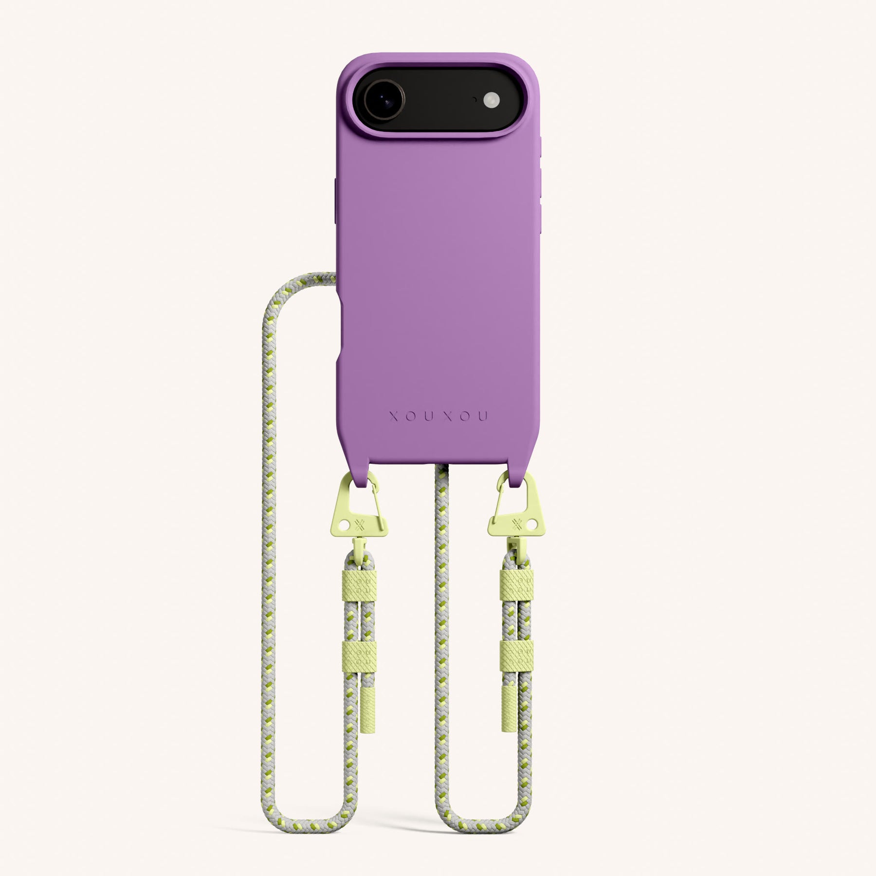 Phone Necklace with Carabiner Rope in Lavender + Spotted Y2K
