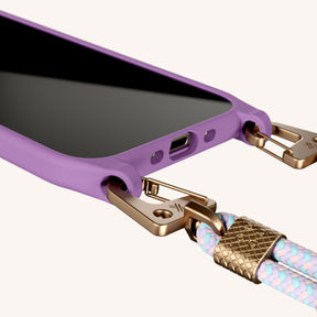 Phone Necklace with Carabiner Rope in Lavender + Vibrant Pastel