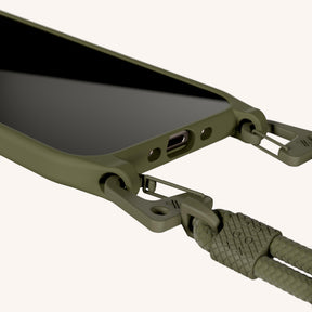 Handykette mit Karabinerband in Moos