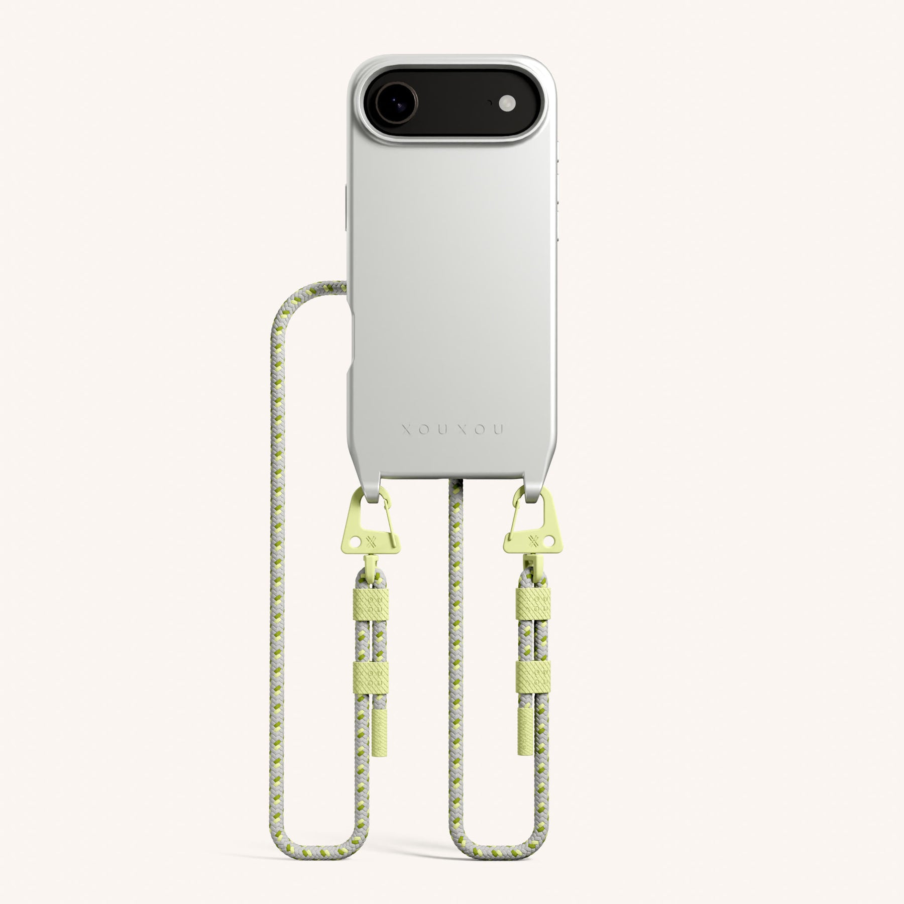 Phone Necklace with Carabiner Rope in Y2K Silver