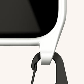 Phone Necklace with Carabiner Rope in Y2K Silver + Black