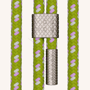 Phone Necklace with Carabiner Rope in Y2K Silver + Spotted Olive