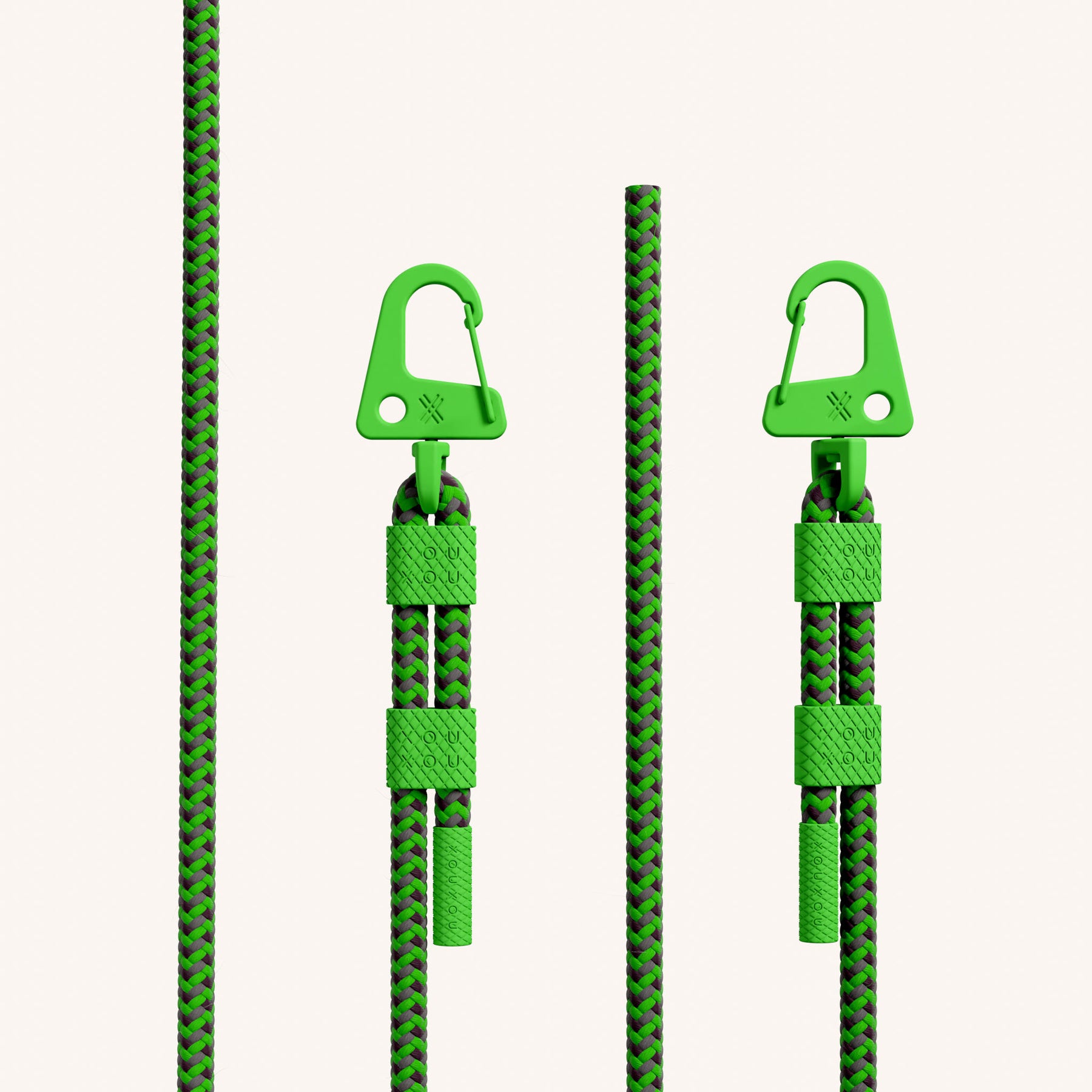 Phone Necklace with Carabiner Rope in Clear + Acid