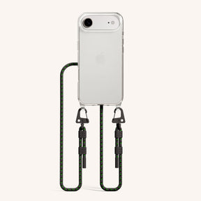 Phone Necklace with Carabiner Rope in Clear + Ash