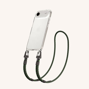 Phone Necklace with Carabiner Rope in Clear + Ash