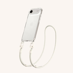 Handykette mit Karabinerband in Transparent + Kreideweiss