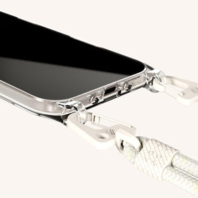 Handykette mit Karabinerband in Transparent + Kreideweiss