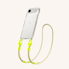 Phone Necklace with Carabiner Rope in Clear + Neon Camouflage