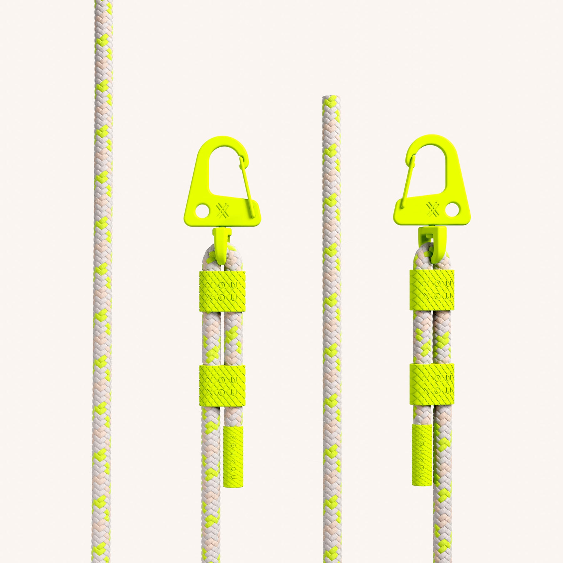Phone Necklace with Carabiner Rope in Clear + Neon Camouflage