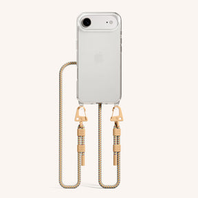 Phone Necklace with Carabiner Rope in Clear + Palm Springs