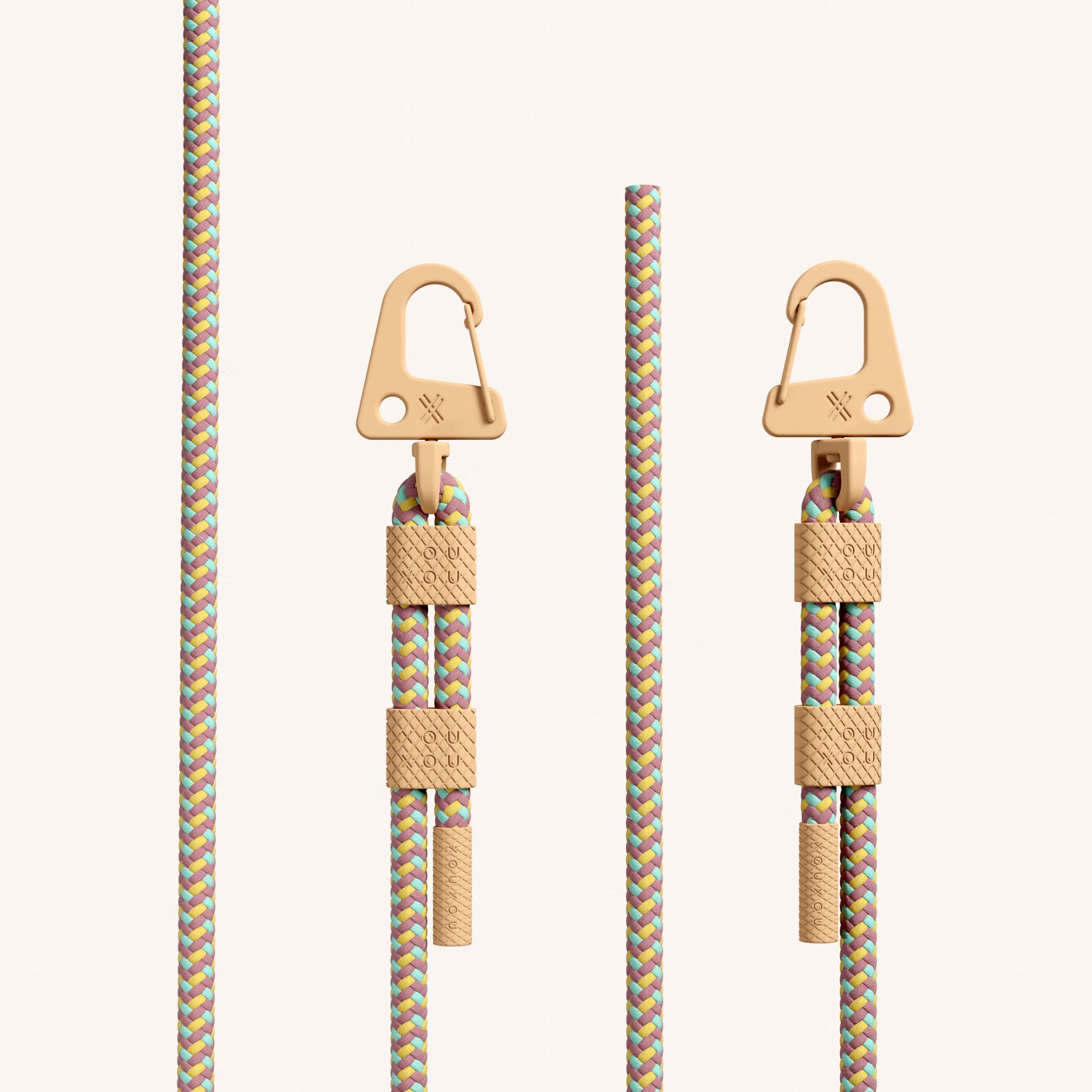 Phone Necklace with Carabiner Rope in Clear + Palm Springs