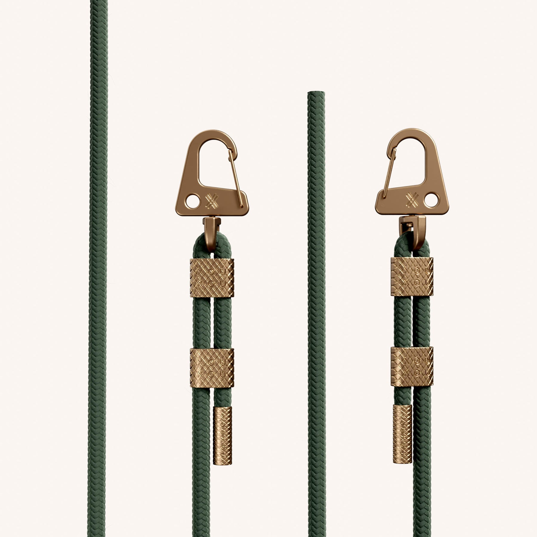 Phone Necklace with Carabiner Rope in Clear + Sage