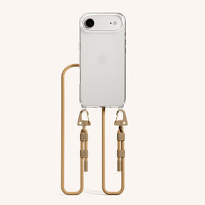 Phone Necklace with Carabiner Rope in Clear + Sand