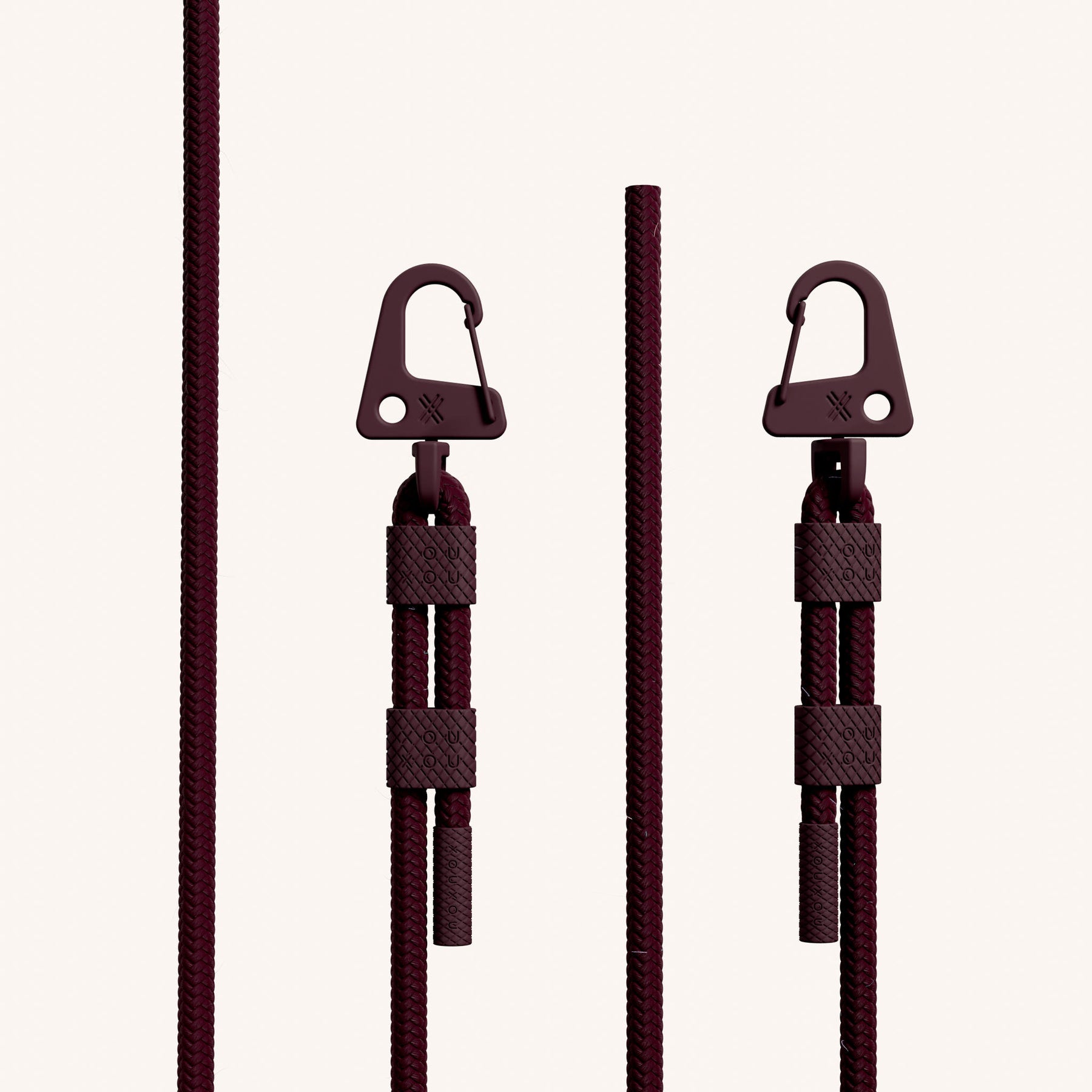 Phone Necklace with Carabiner Rope in Cyber Pink Clear + Burgundy