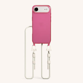 Phone Necklace with Carabiner Rope in Cyber Pink Clear + Chalk