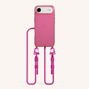 Phone Necklace with Carabiner Rope in Cyber Pink Clear + Power Pink