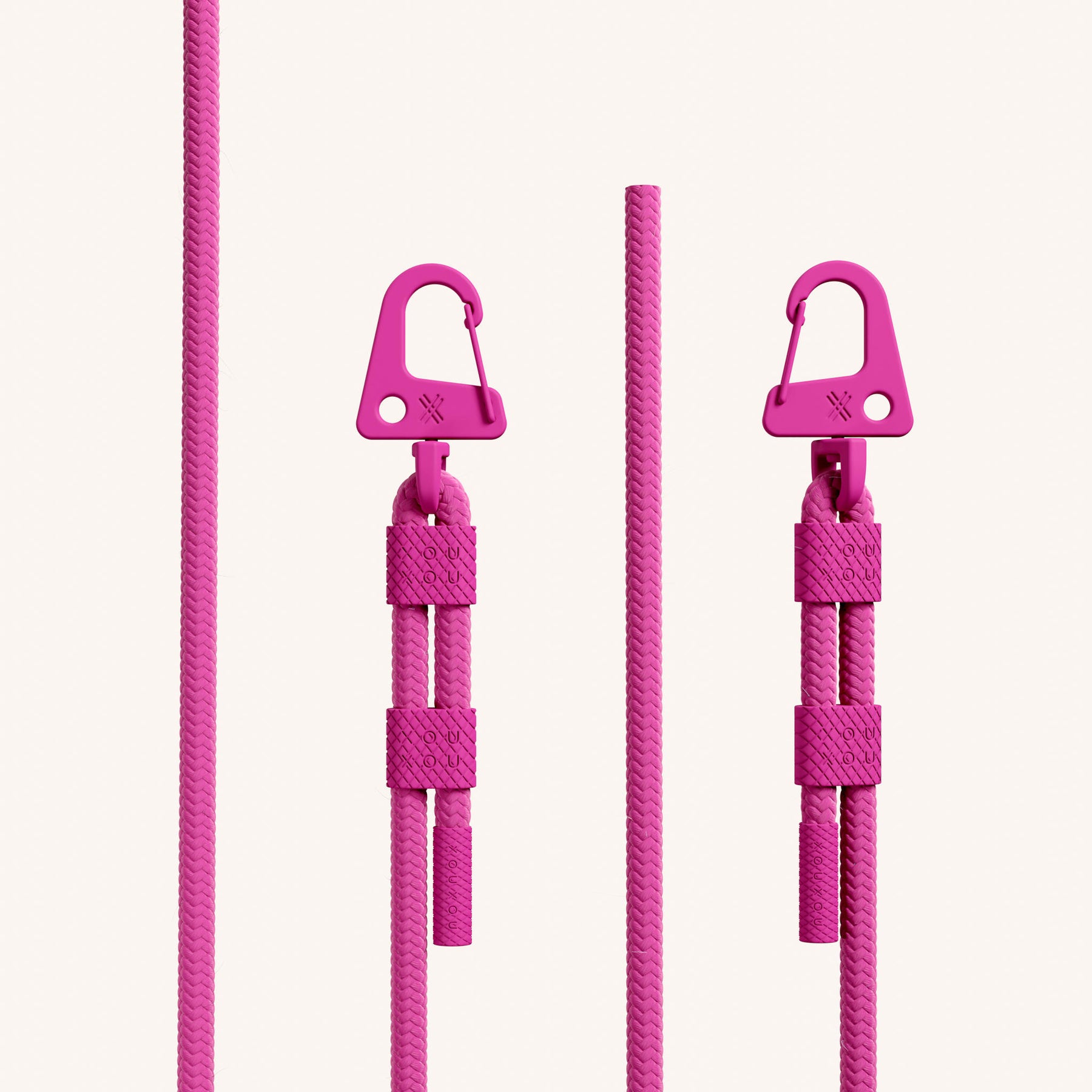 Phone Necklace with Carabiner Rope in Cyber Pink Clear + Power Pink