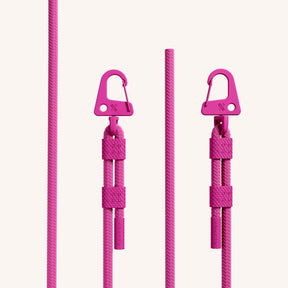 Phone Necklace with Carabiner Rope in Cyber Pink Clear + Power Pink