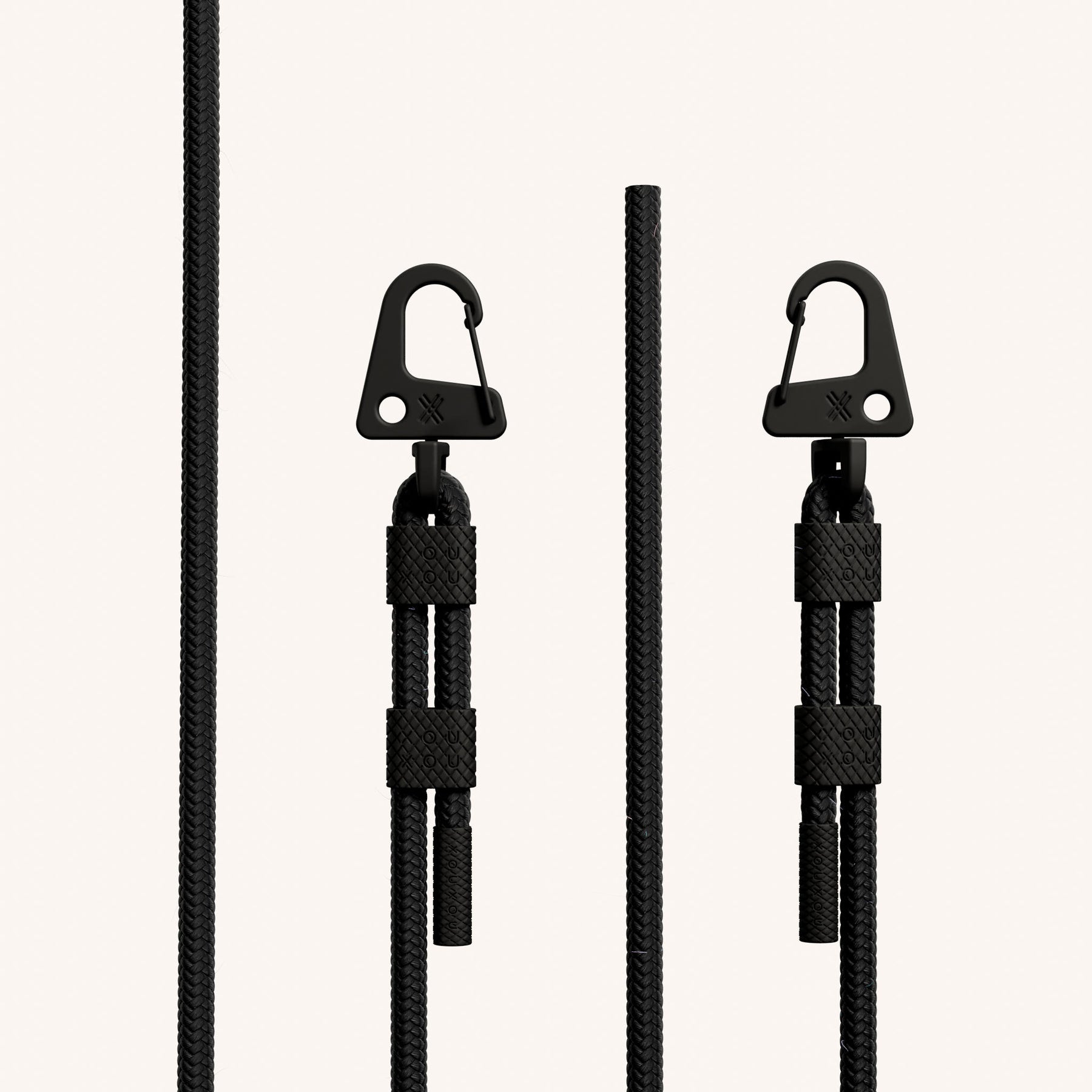 Phone Necklace with Carabiner Rope in Sunny Lime Clear + Black