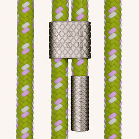 Phone Necklace with Carabiner Rope in Sunny Lime Clear + Spotted Olive