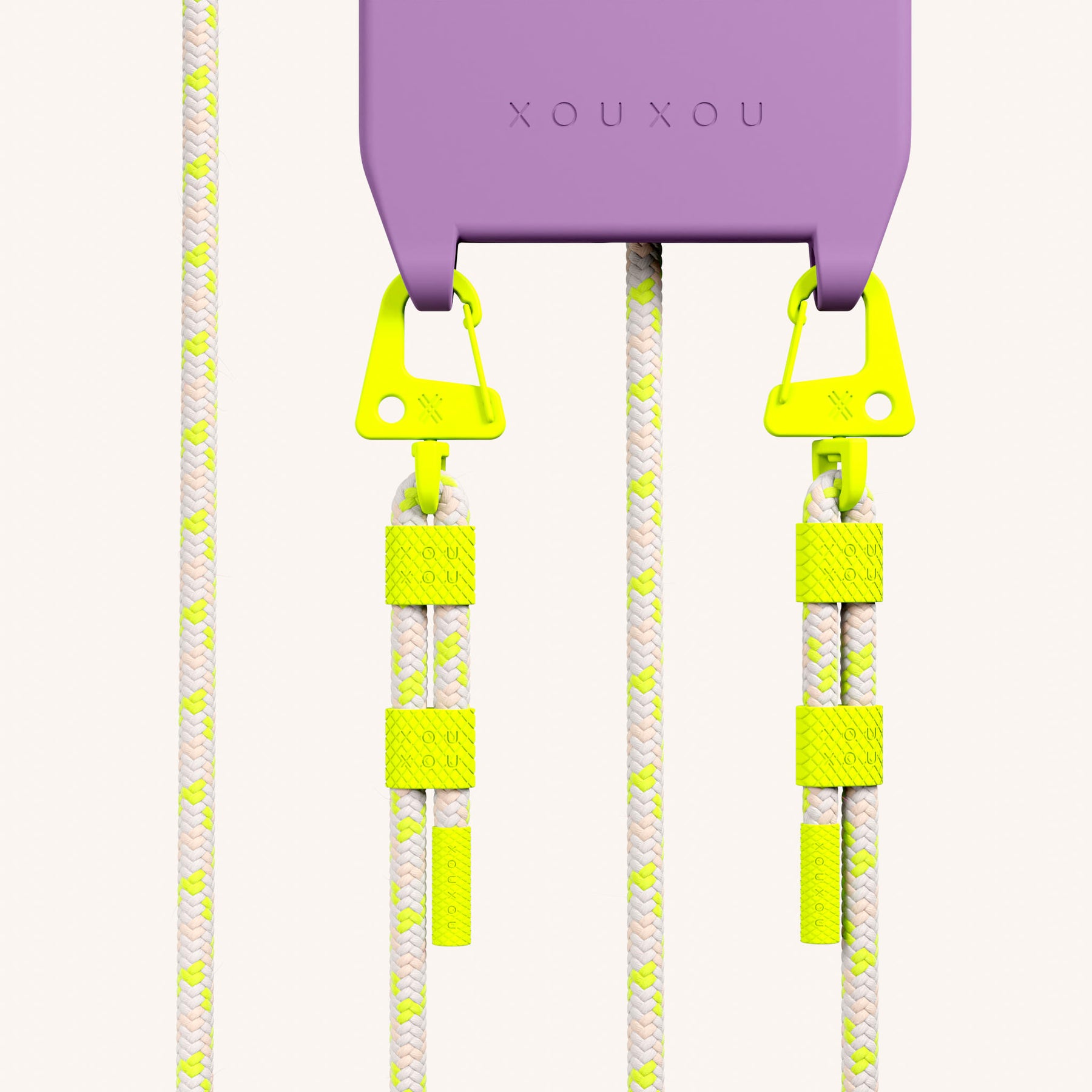 Phone Necklace with Carabiner Rope in Lavender + Neon Camouflage