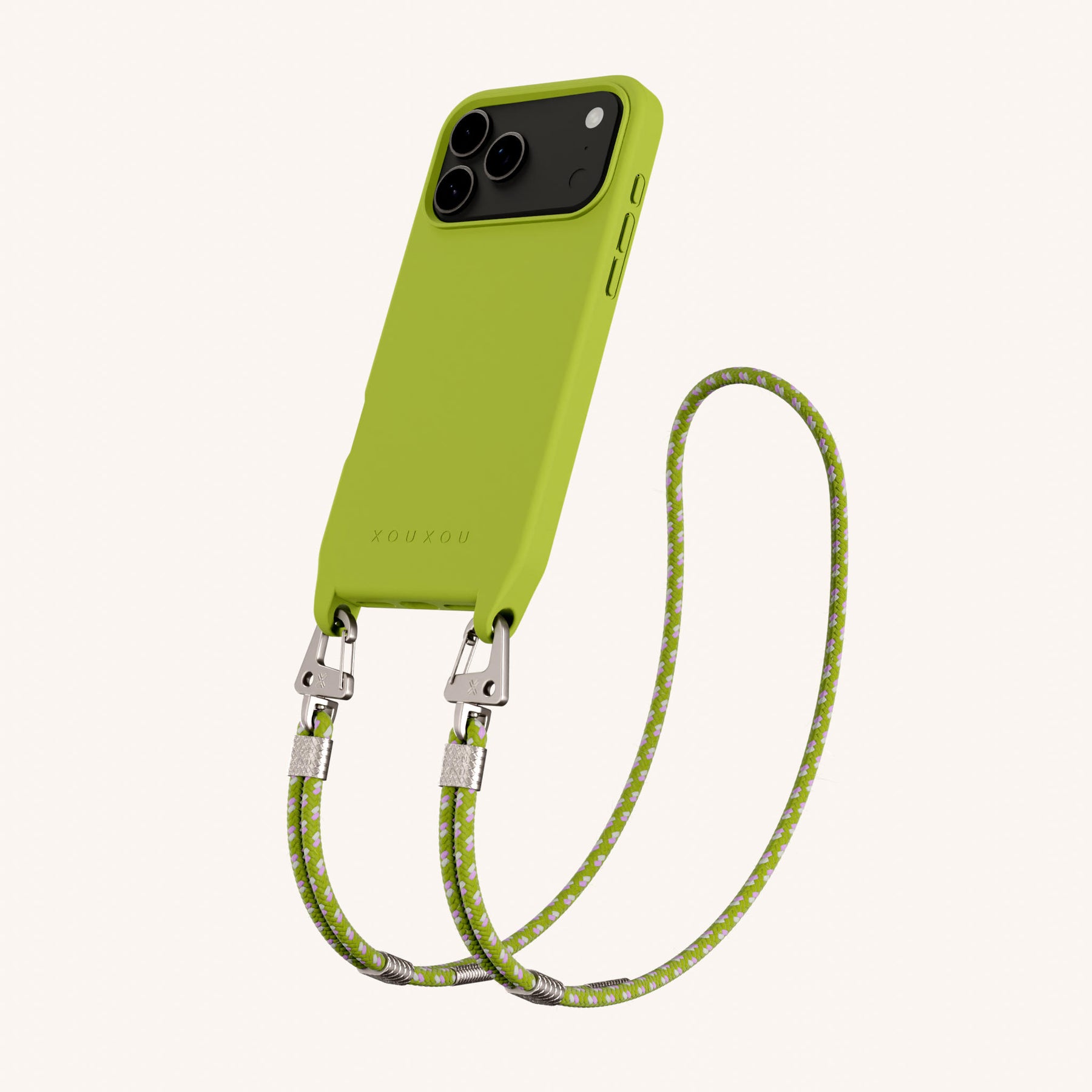 Phone Necklace with Carabiner Rope in Olive