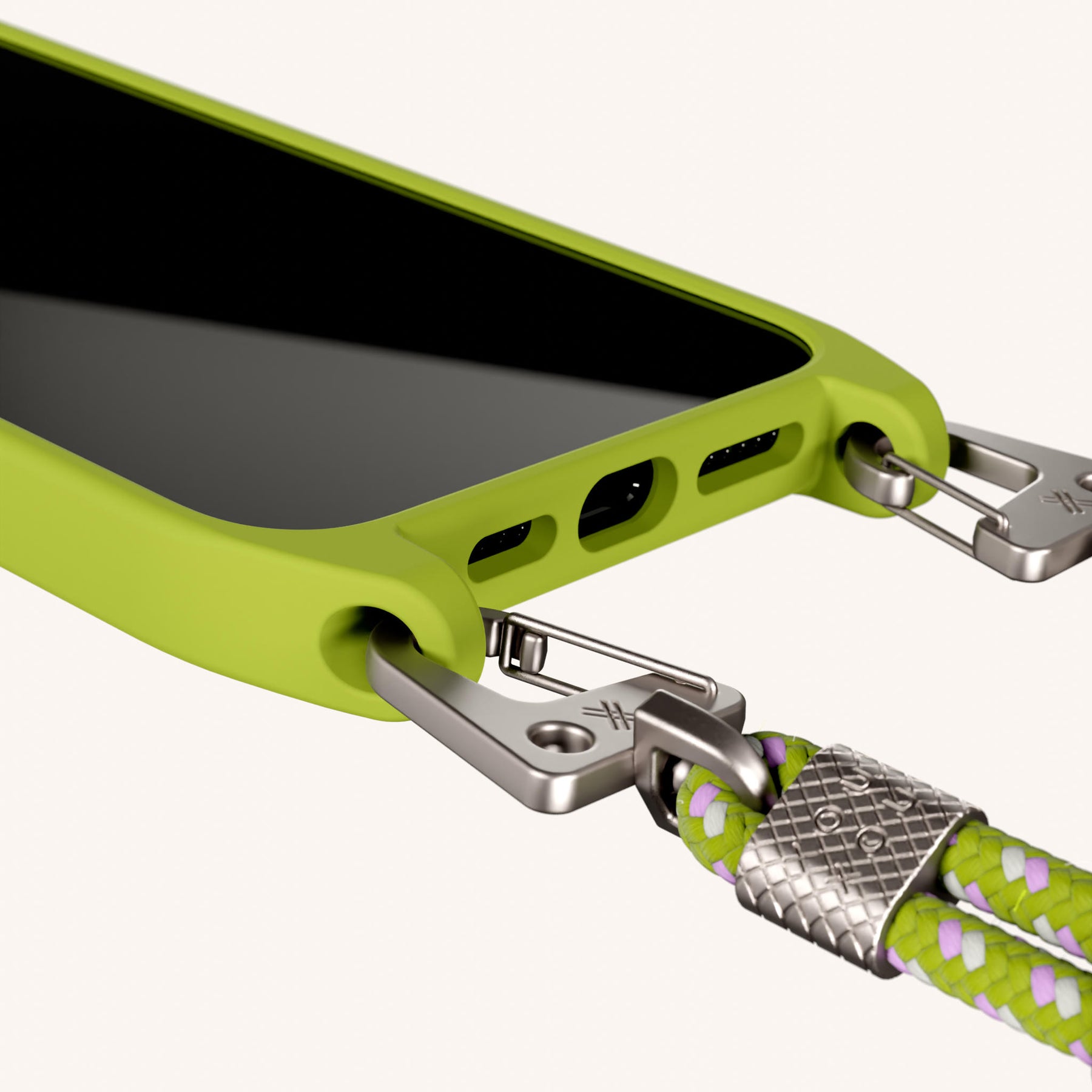 Phone Necklace with Carabiner Rope in Olive