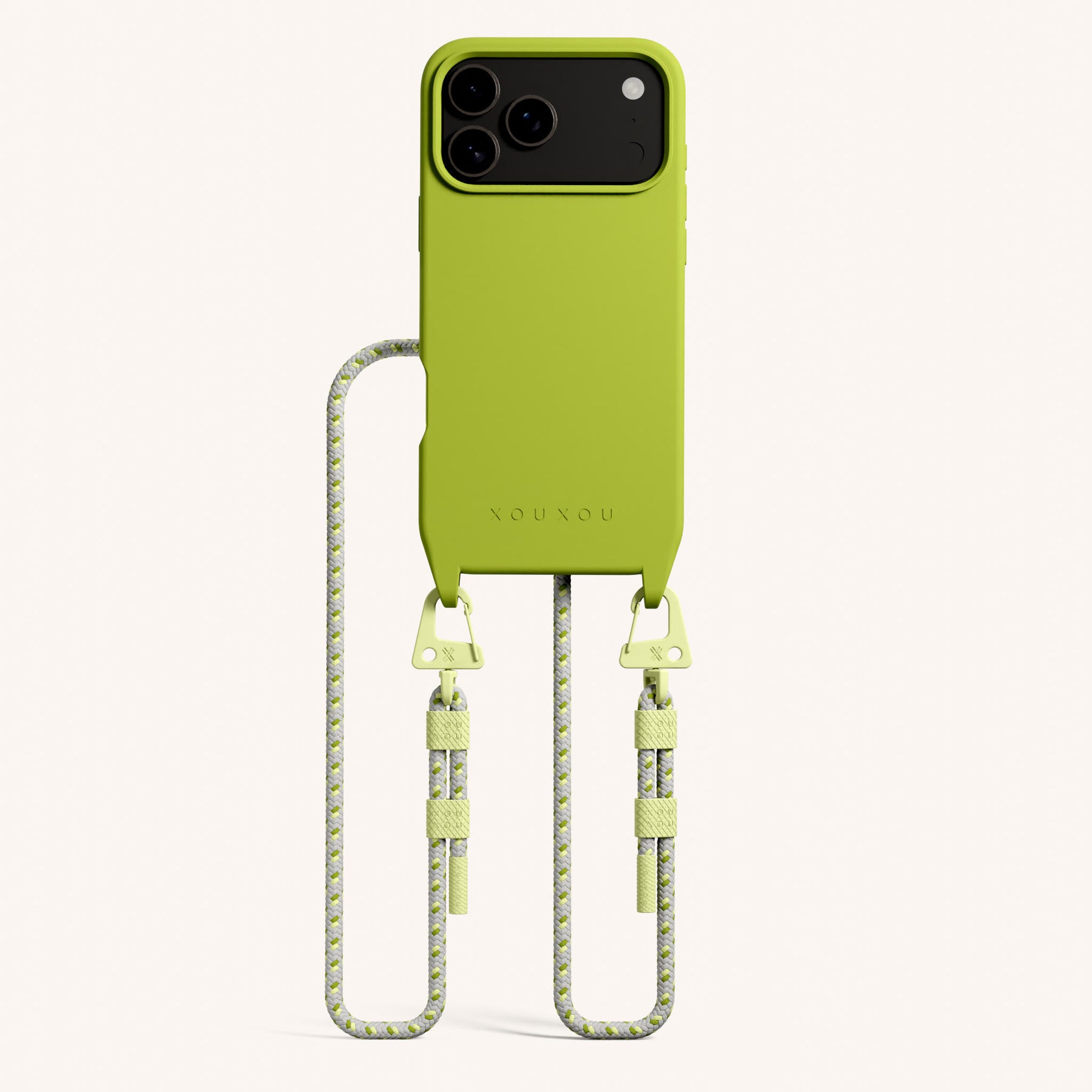 Phone Necklace with Carabiner Rope in Olive + Spotted Y2K