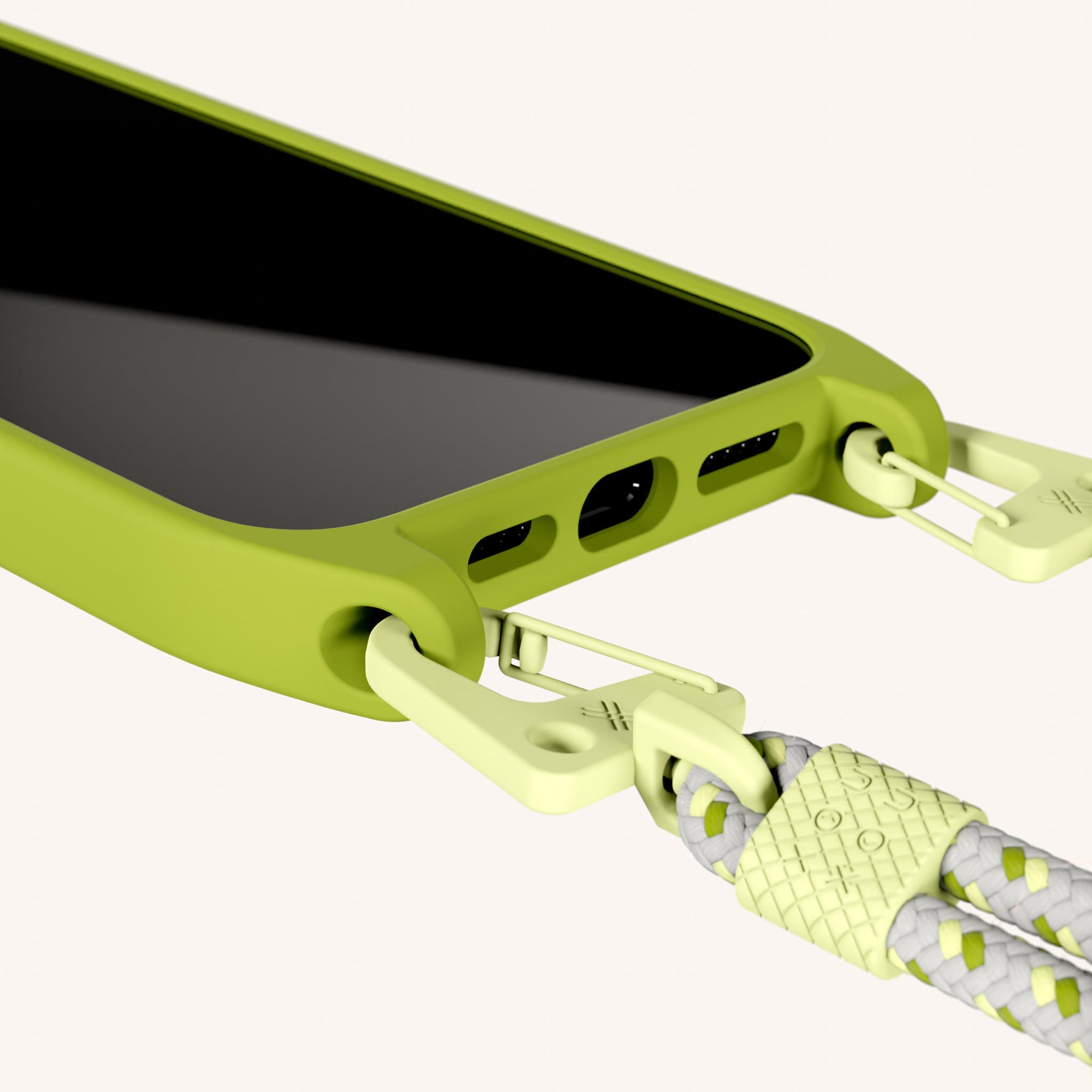 Phone Necklace with Carabiner Rope in Olive + Spotted Y2K