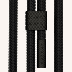 Phone Necklace with Carabiner Rope in Y2K Silver + Black
