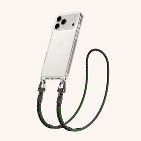 Phone Necklace with Carabiner Rope in Clear + Ash